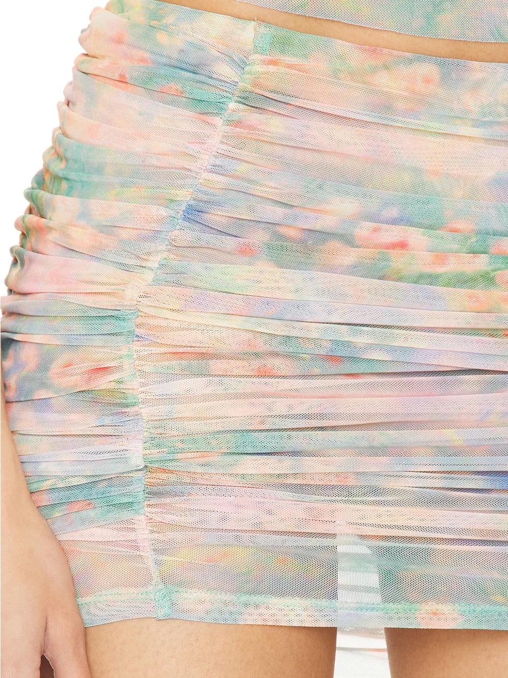 AFRM Martina Ruched Mesh Mini Skirt Multi Color - Picture 5 of 15